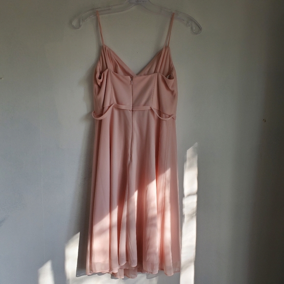 David's Bridal Petal Pink Mesh Bridesmaids Midi Dress Women's Size 4 - Picture 3 of 6
